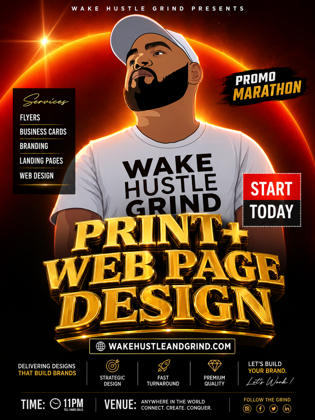 Wake Hustle Grind Promo Marathon flyer